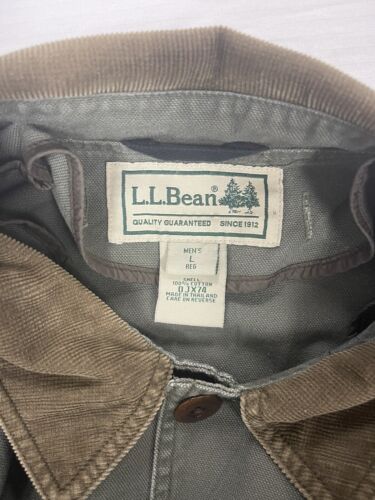 Vintage LL Bean Barn Work Coat Jacket Size Large Brown Corduroy Trim