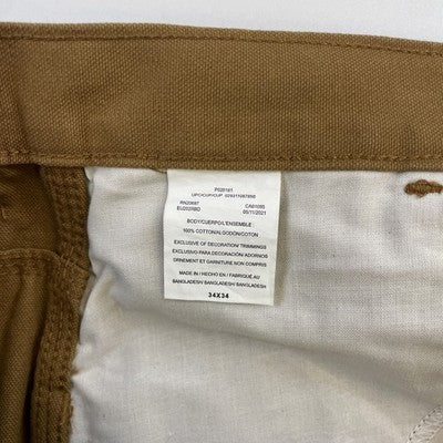 Dickies Canvas Carpenter Work Pants Size 34 X 34 Brown