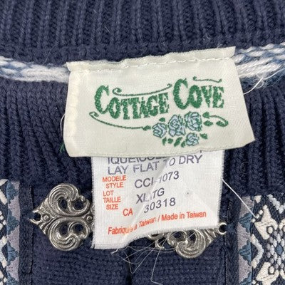 Vintage Cottage Cove Cardigan Sweater Size XL Fair Isle