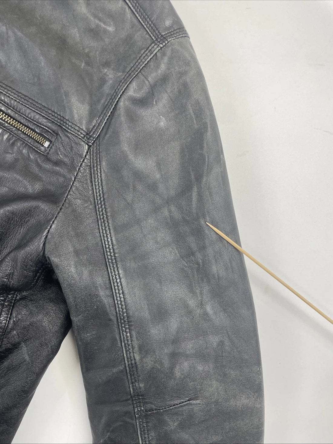 State Leather Bomber Jacket Size Large Black