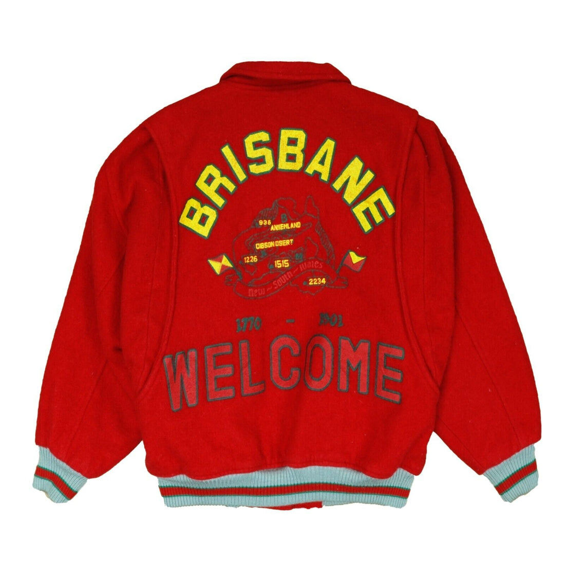 Vintage Brisbane Australia Wool Varsity Jacket Size Medium Red