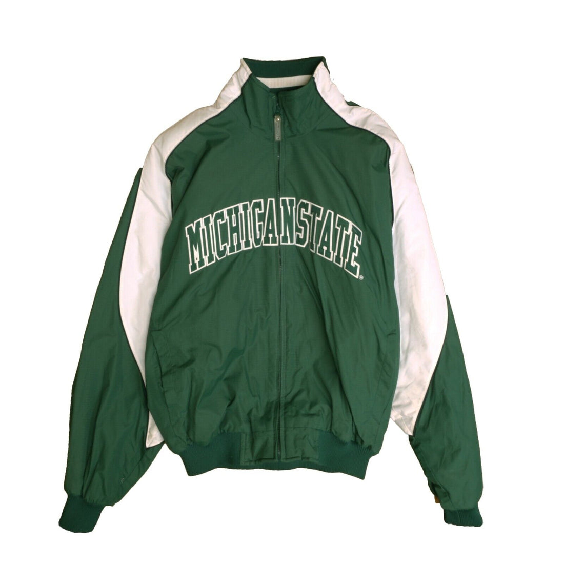 Vintage Michigan State Spartans Majestic Dugout Jacket Size Large Green NCAA