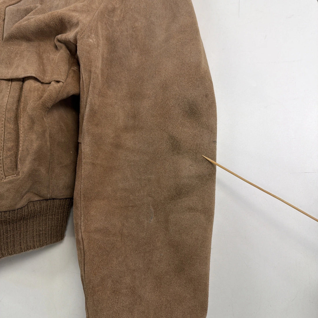 Vintage Fieldmaster Leather Suede Bomber Jacket Size 44 Brown