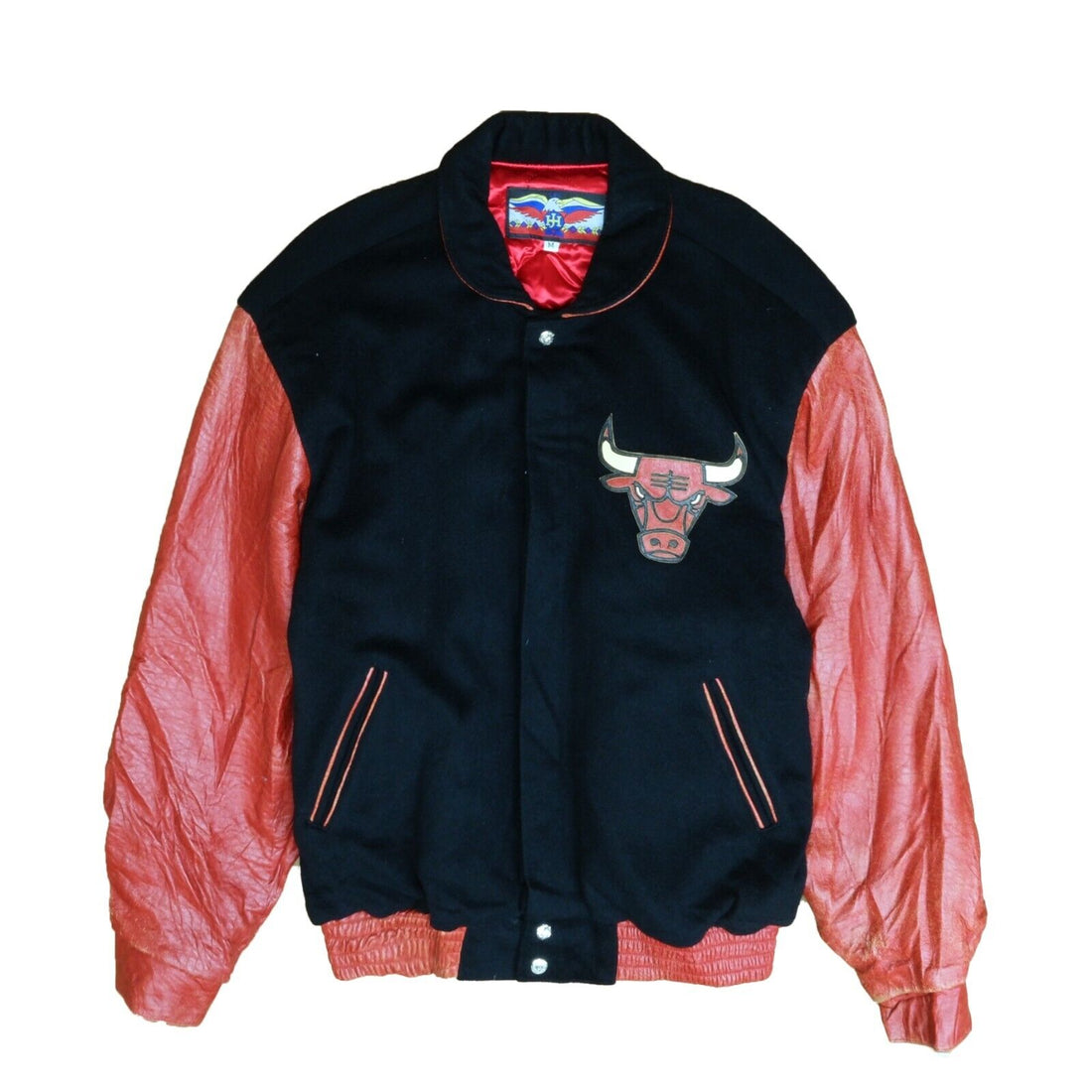 Vintage Chicago Bulls Jeff Hamilton Leather Wool Varsity Jacket Medium 90s NBA