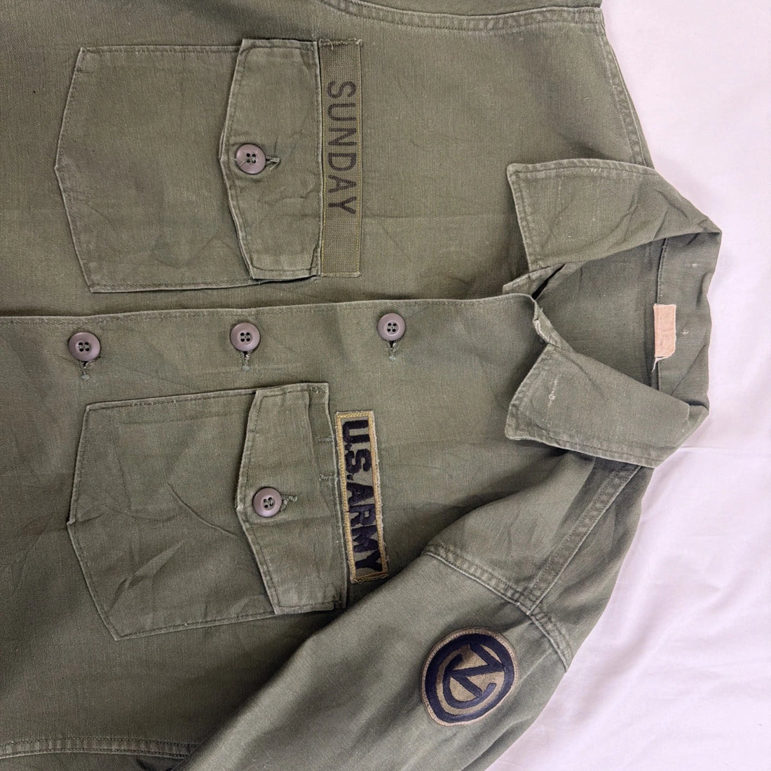 Vintage U.S. Army OG 107 Fatigue Button Up Shirt Size 15 1/2 x 33