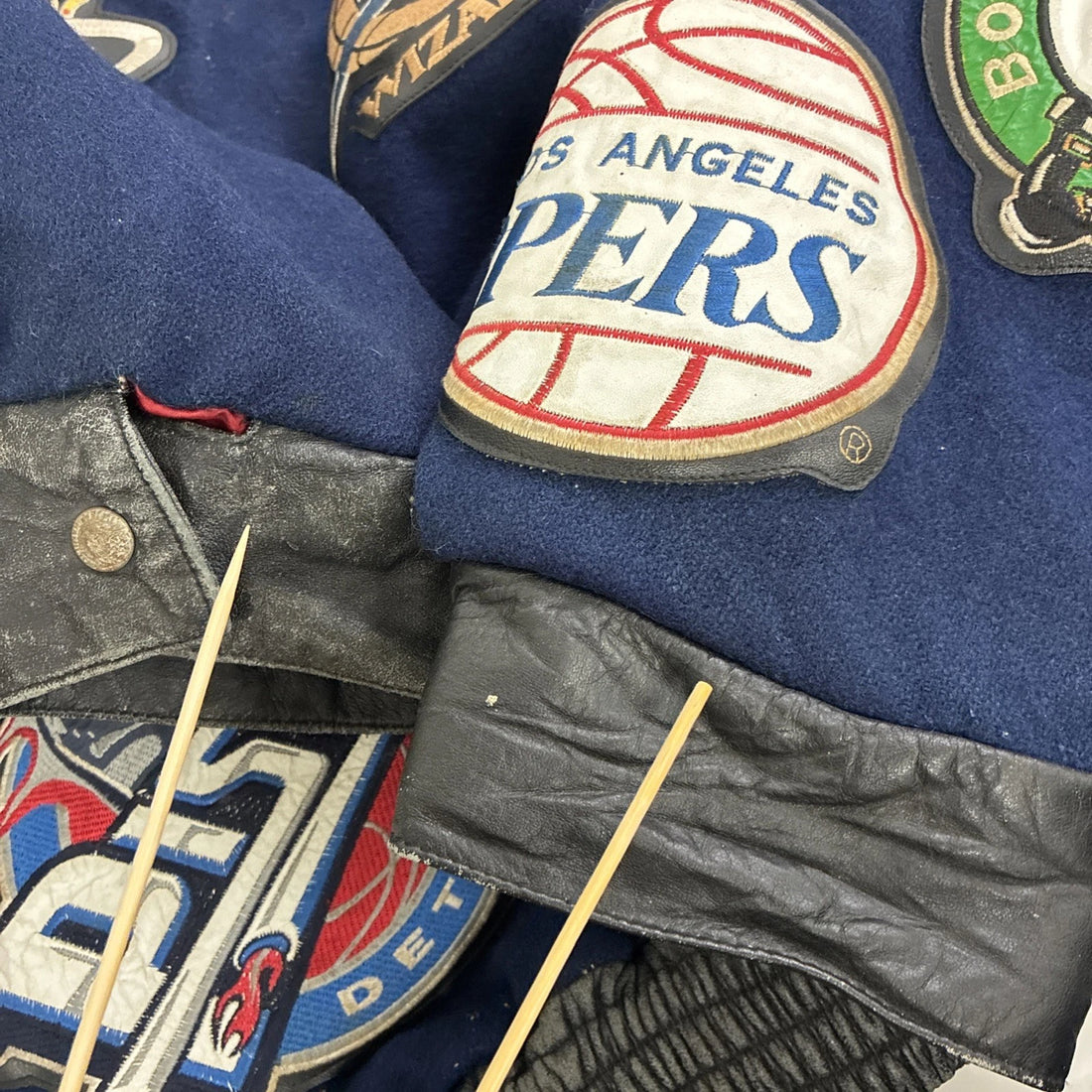 Jeff Hamilton Limited Edition NBA Patch Leather Wool Varsity Jacket Size 6X