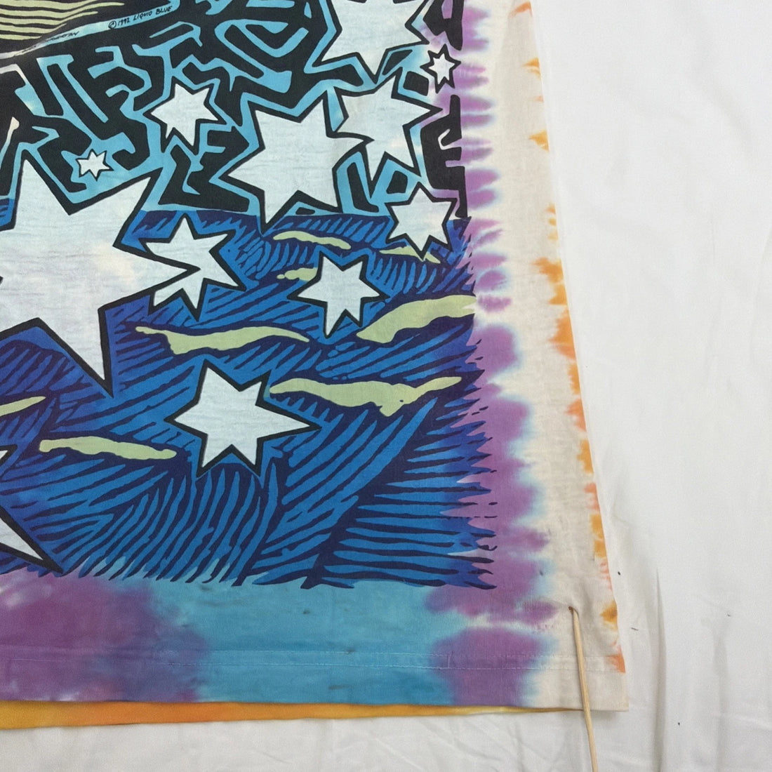 Vintage Sun Moon Tie Dye Liquid Blue T-Shirt Size 2XL Pinkerton