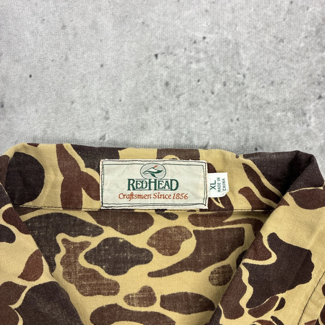 Vintage Redhead Duck Camo Button Up Shirt Size XL Cropped