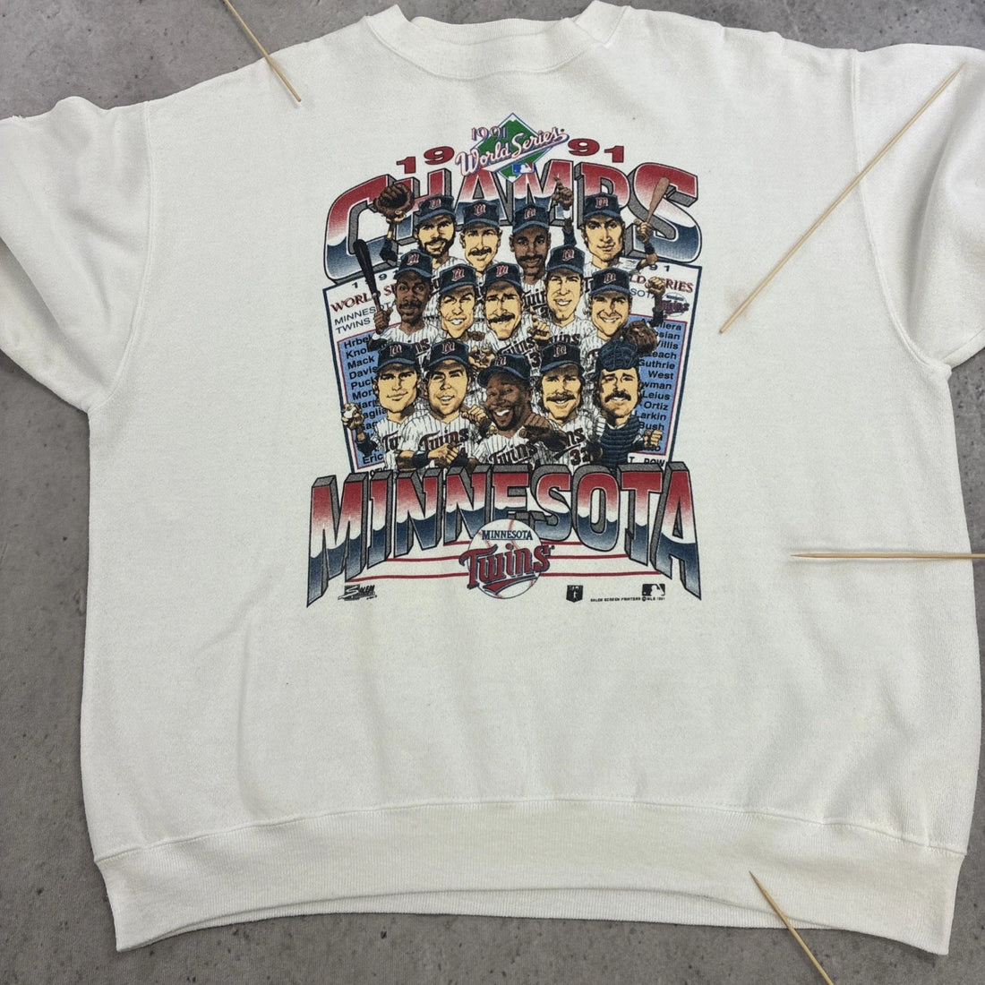 Vintage Minnesota Twins World Series Champs 1991 Caricature Sweatshirt XL MLB