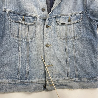 Vintage Lee Denim Trucker Jacket Size 44 Large Blanket Lined