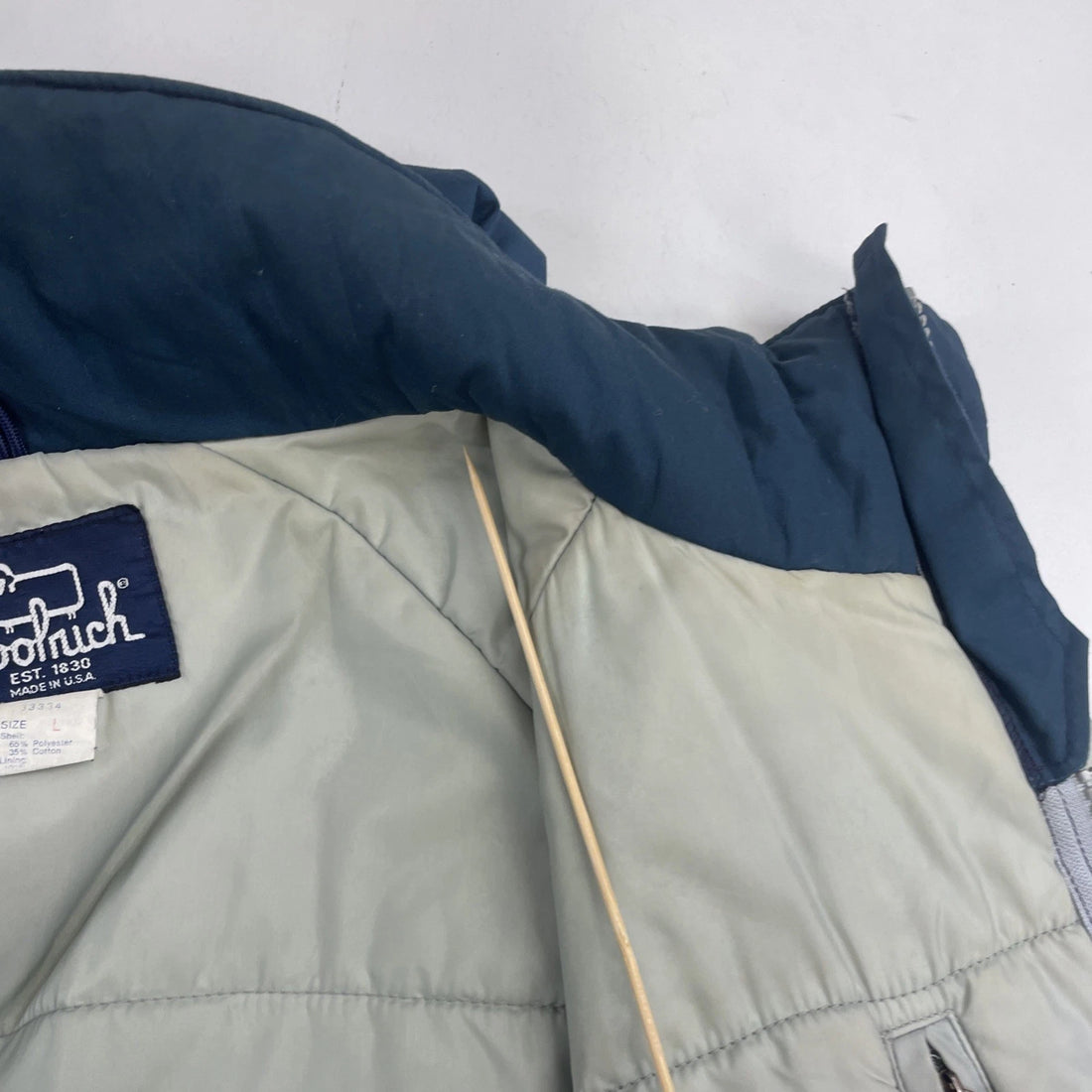 Vintage Woolrich Parka Coat Jacket Size Large Blue Insulated