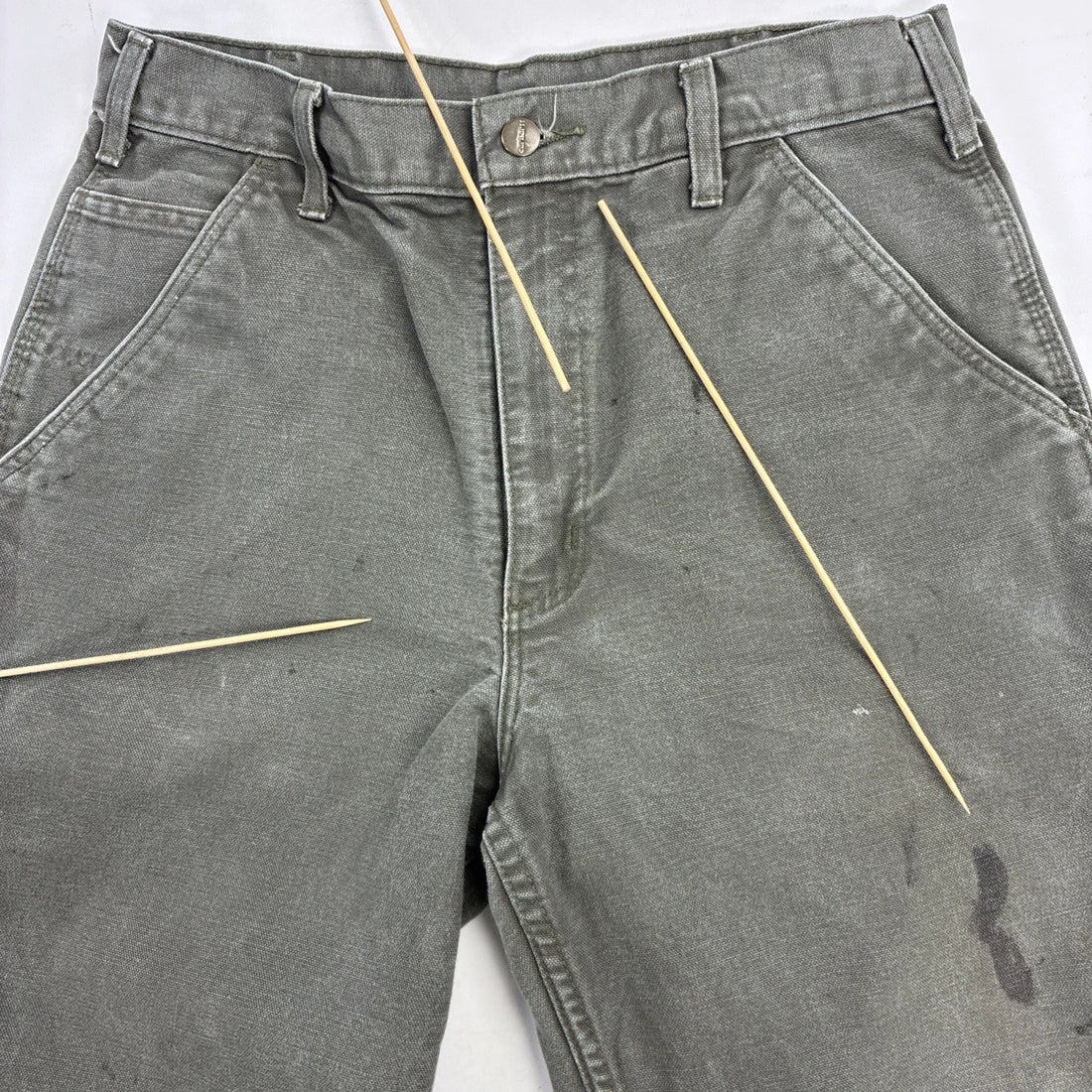 Carhartt Canvas Carpenter Work Pants Size 33 X 34 Green