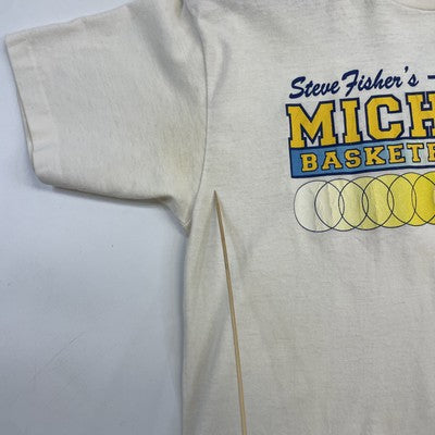 Vintage Steve Fisher Michigan Wolverines Basketball Camp T-Shirt Large 1990 NCAA