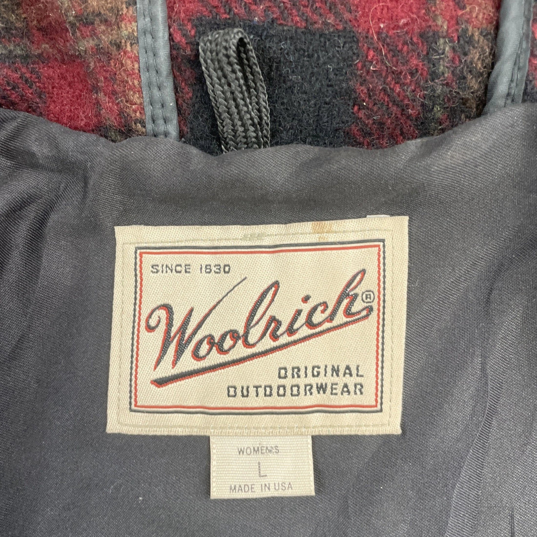 Vintage Woolrich Wool Coat Jacket Womens Size Large Red Plaid