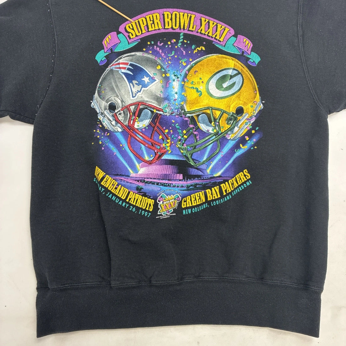 Vintage Patriots Packers Super Bowl XXXI Sweatshirt Crewneck Size Large NFL