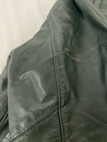 Vintage Crescent School Leather Varsity Jacket Size 46 Tall Green