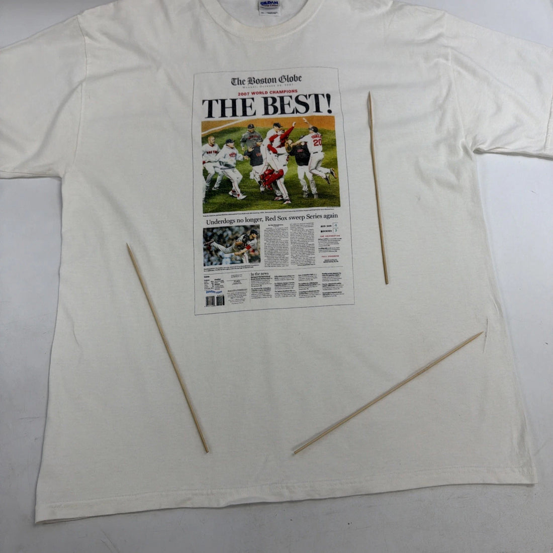 Boston Red Sox Newspaper World Champions T-Shirt Size XL 2007 MLB