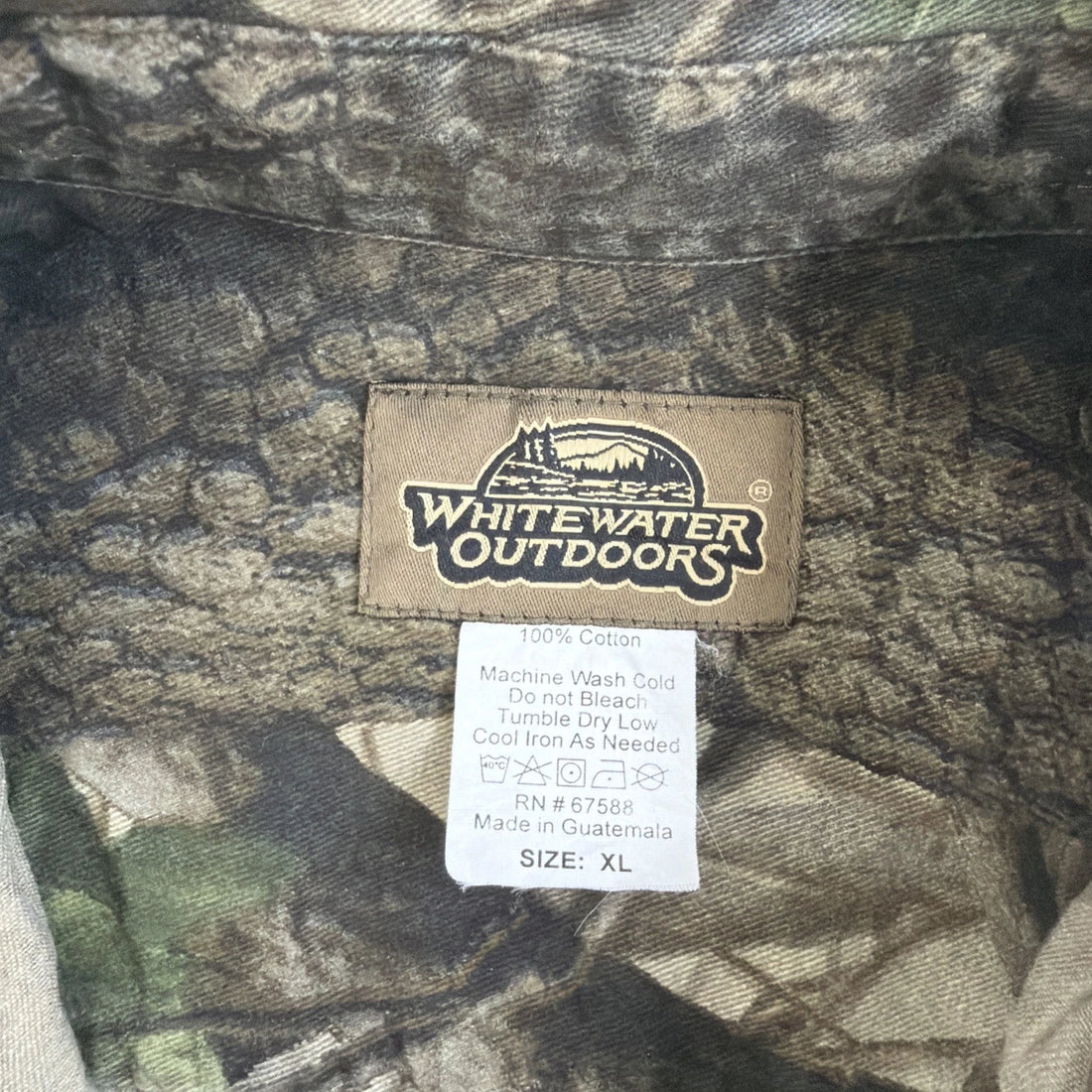 White Water Outdoors Realtree Hardwoods Camo Button Up Shirt Size XL