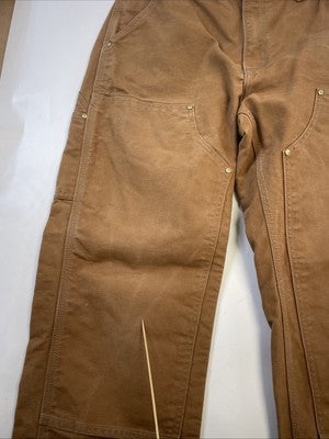 Carhartt Canvas Carpenter Double Knee Work Pants Size 34 X 30 Brown