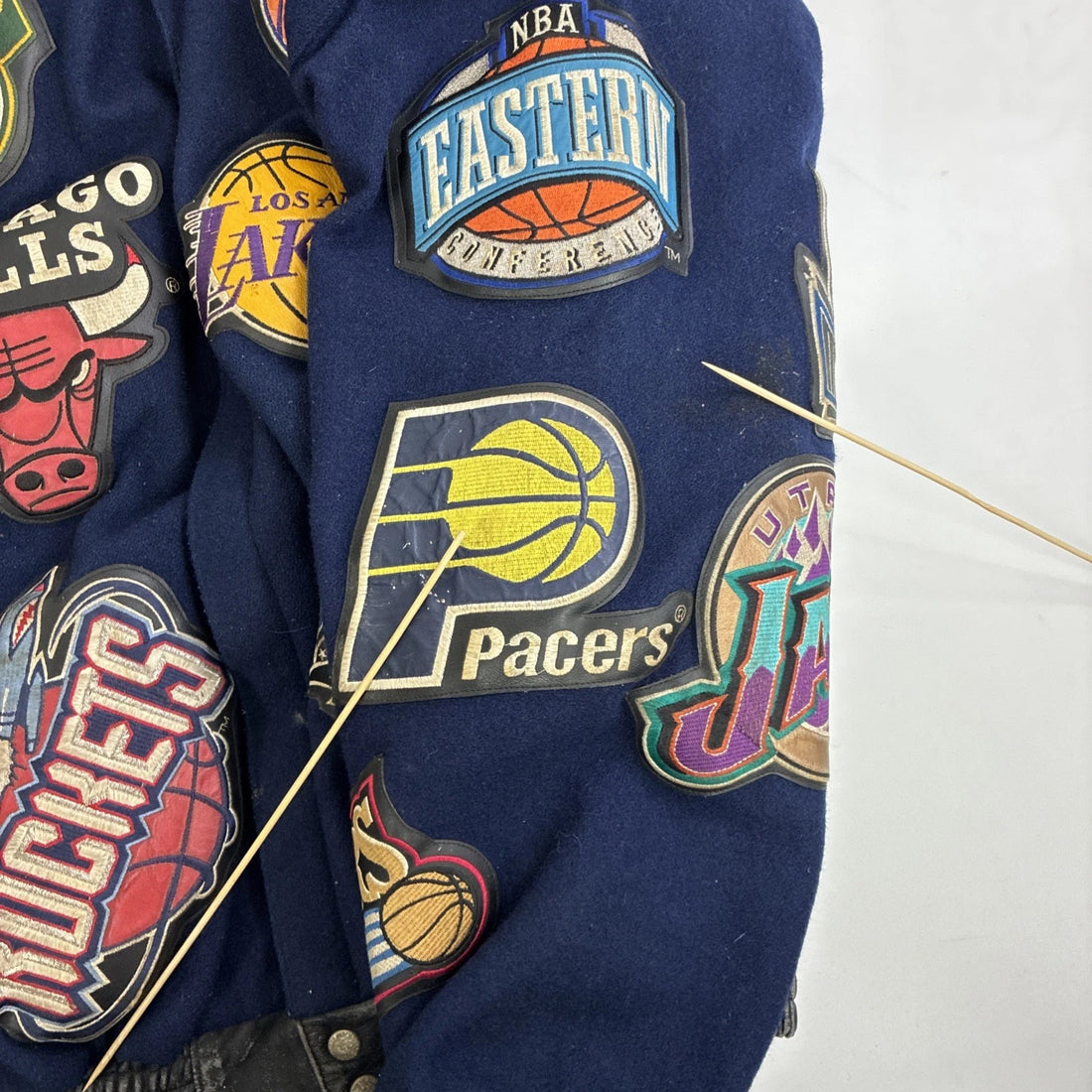 Jeff Hamilton Limited Edition NBA Patch Leather Wool Varsity Jacket Size 6X