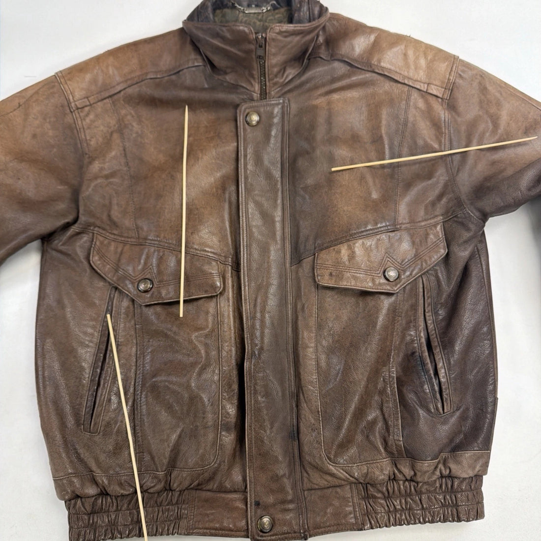 Vintage Highland Country Members Only Leather Bomber Jacket Size Medium Brown