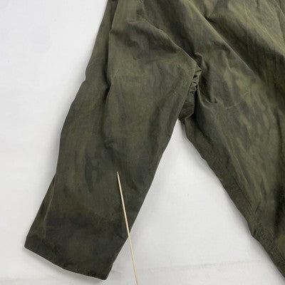 Barbour Waxed Cotton Border Coat Jacket Size C48 Green Plaid Lined