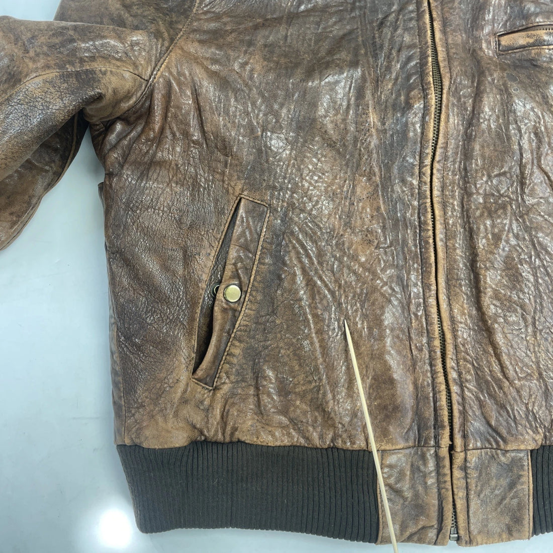Vintage Adam Spencer Leather Bomber Jacket Size 42 Brown