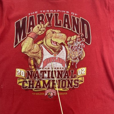 Vintage Maryland Terrapins Basketball National Champs T-Shirt Large 2002 NCAA