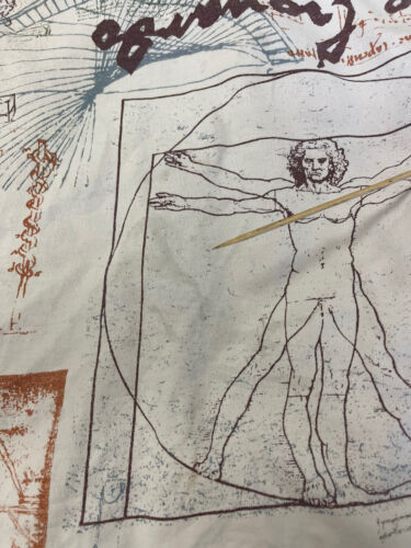 Vintage Leonardo Da Vinci Vitruvian Man T-Shirt Size Medium All Over Print Art