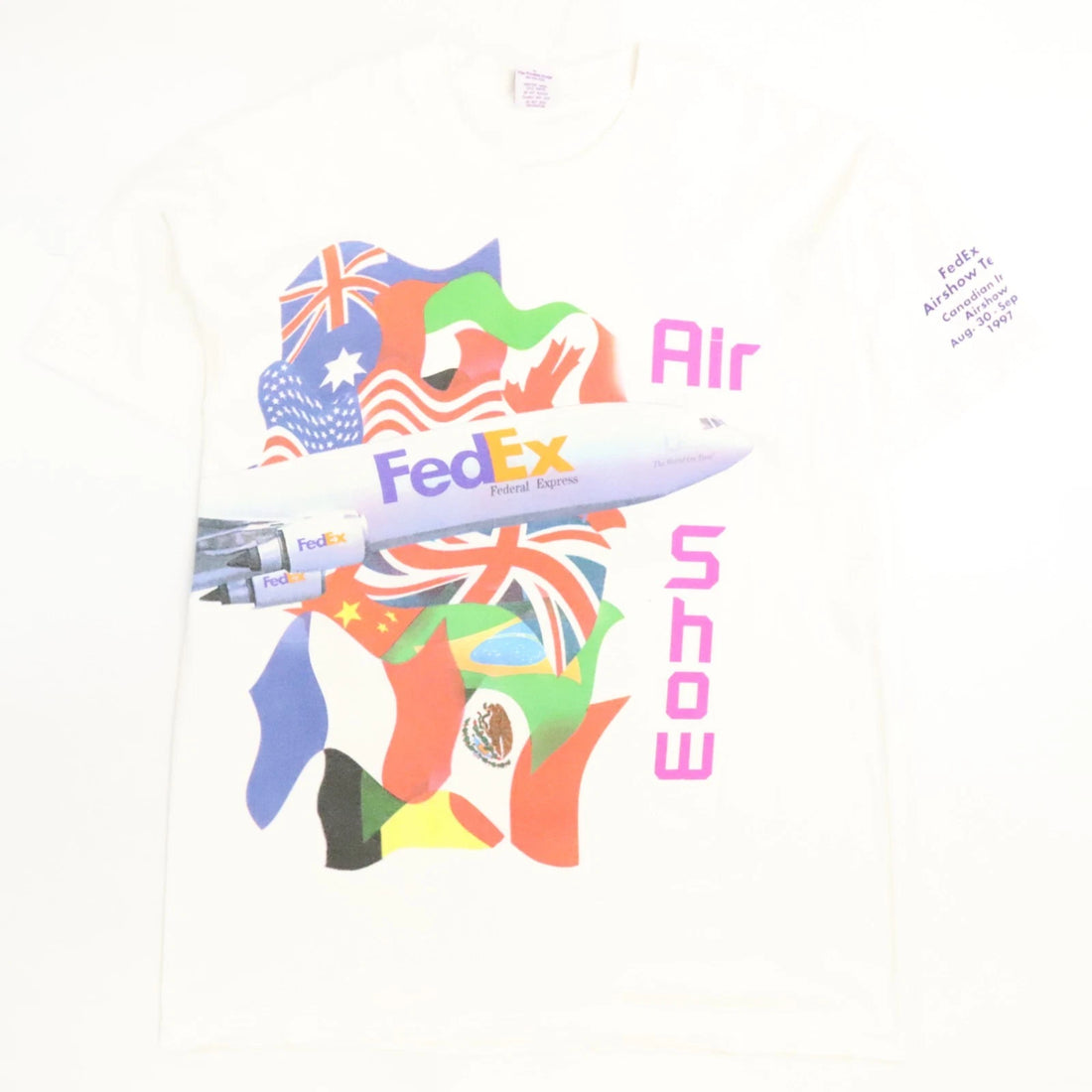 Vintage Fed Ex Air Show T-Shirt Size XL Wrap Around 1997 90s
