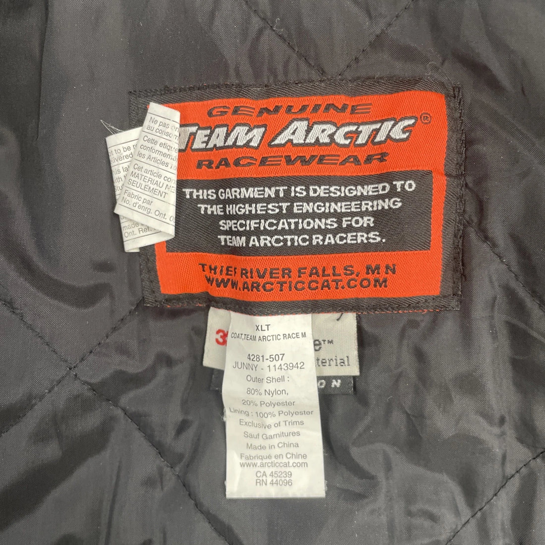 Vintage Team Arctic Cat Snowmobile Racing Jacket Size XLT