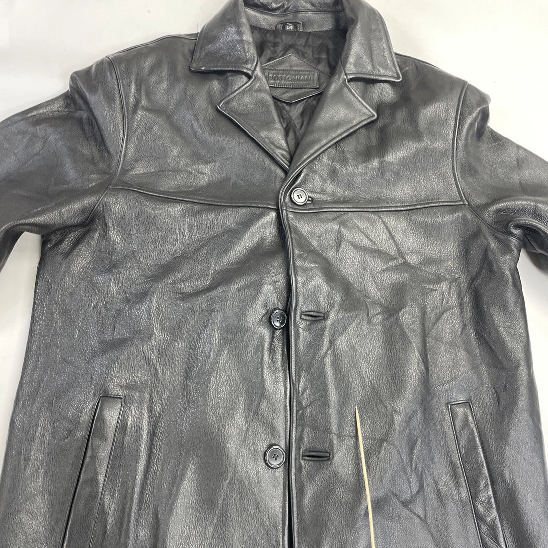 Bostonian Leather Coat Jacket Size Large Black
