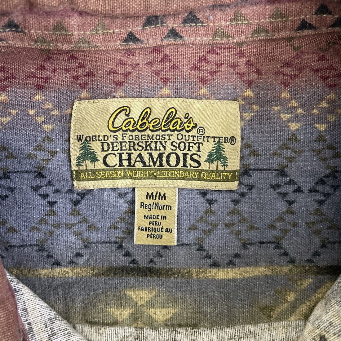 Cabela's Deerskin Western Aztec Button Up Shirt Size Medium