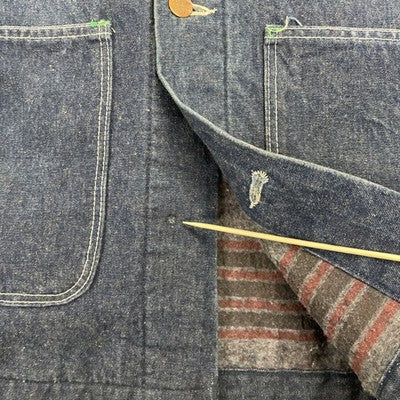 Vintage Big Ben Denim Chore Coat Work Jacket Size 46 Blanket Lined