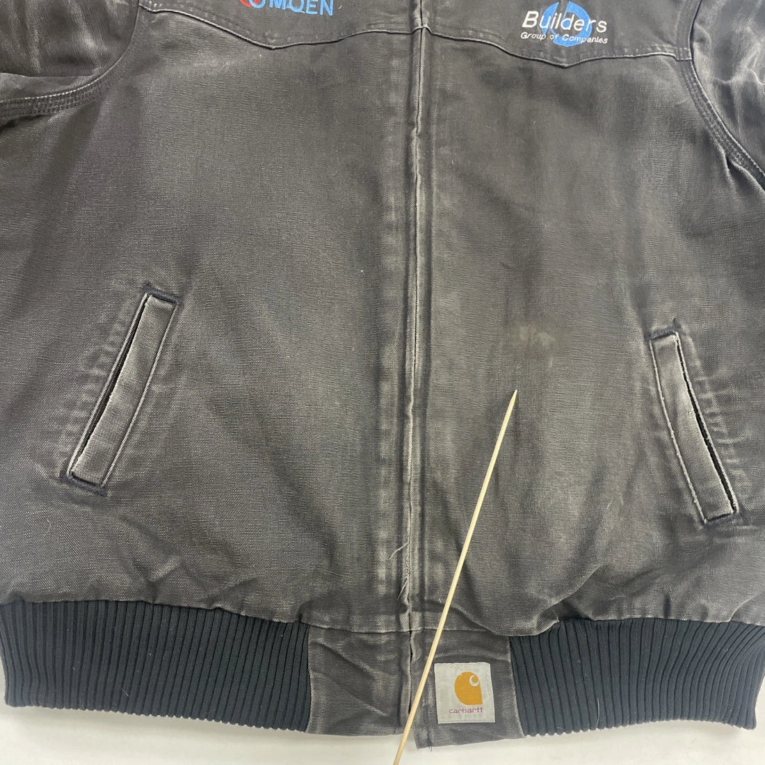 Vintage Carhartt Canvas Santa Fe Western Bomber Work Jacket XL Black Quilt Lined