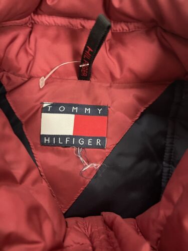 Vintage Tommy Hilfiger Quilted Puffer Jacket Size Large Red Down Insulated 2004