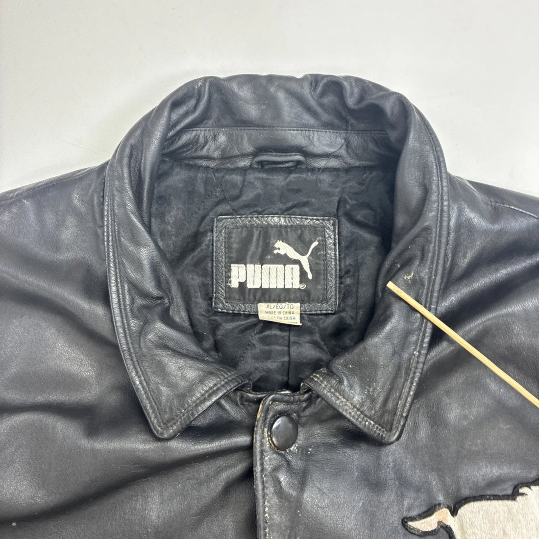 Vintage Calgary Stampeders Puma Leather Varsity Jacket Size XL CFL