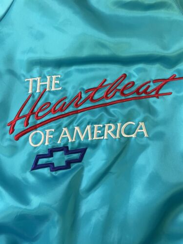 Vintage Chevrolet Heartbeat of America Satin Bomber Jacket Size Large