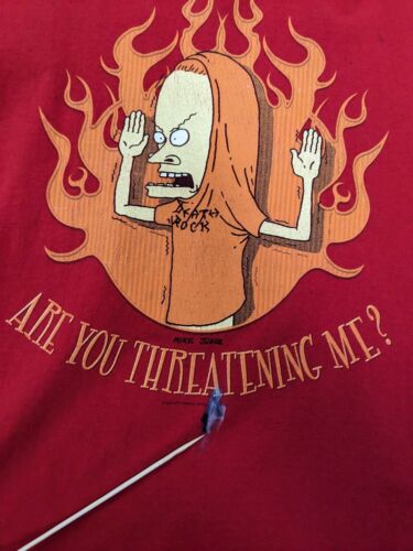 Vintage Beavis And Butthead Are You Threatening Me T-Shirt Size XL Cartoon 2004
