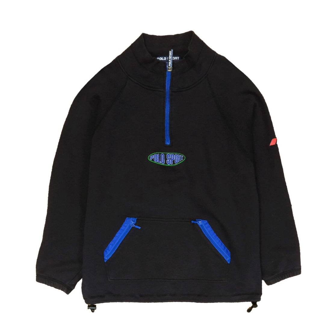 Vintage Polo Sport Ralph Lauren 1/4 Zip Pullover Sweatshirt Size XL Black 90s