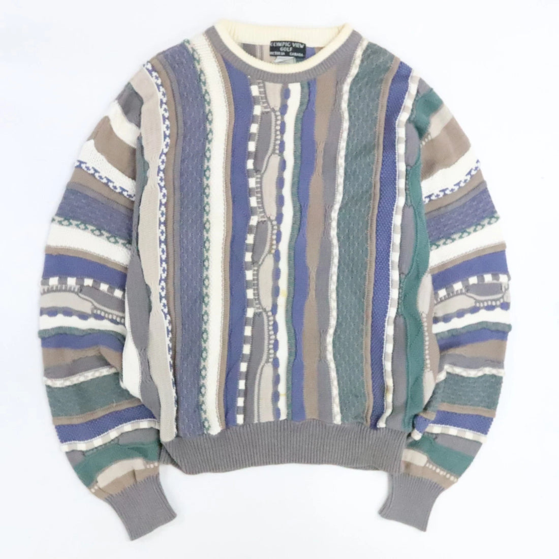 Vintage Olympic View Golf 3D Knit Crewneck Sweater Size Medium