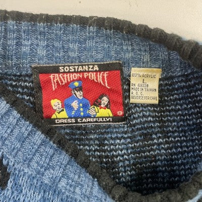 Vintage Sostanza Fashion Police Crewneck Sweater Size Large Abstract