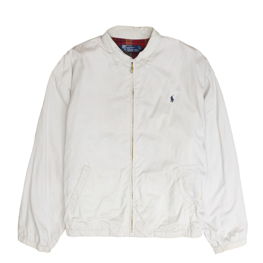 Vintage Polo Ralph Lauren Harrington Jacket Size Large Tan Plaid Lined