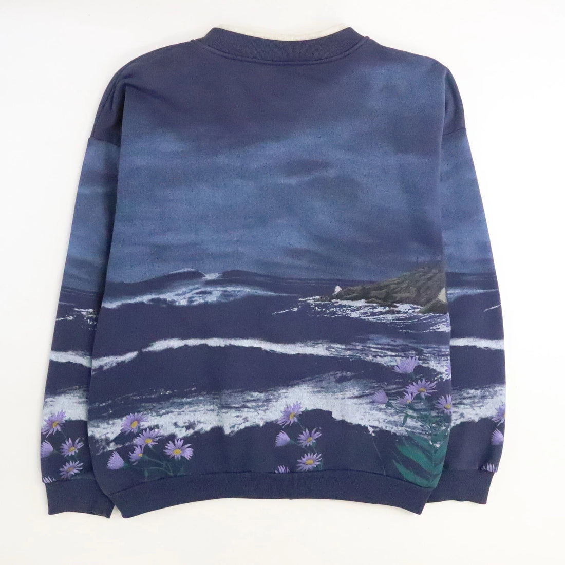 Vintage Lighthouse Cardigan Sweatshirt Size Large All Over Print
