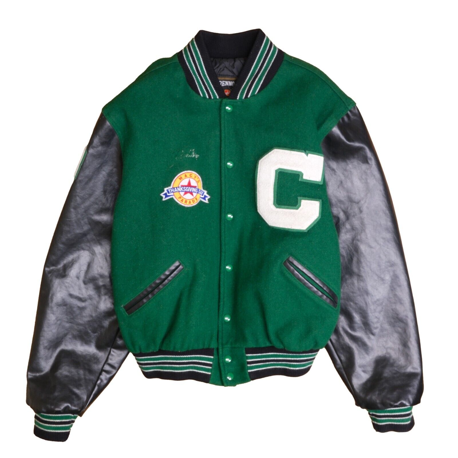 Vintage 1990s Varsity Letterman Jacket Size XXL factory Wool Leather Green