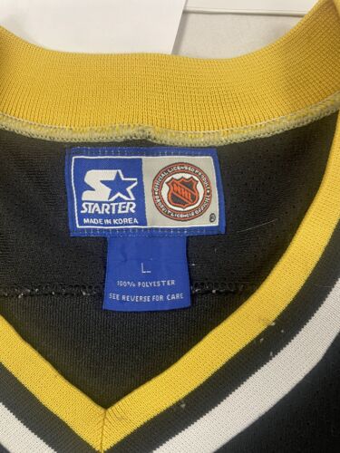 Vintage Pittsburgh Penguin Mario Lemieux Starter Jersey Size Large Black 90s NHL
