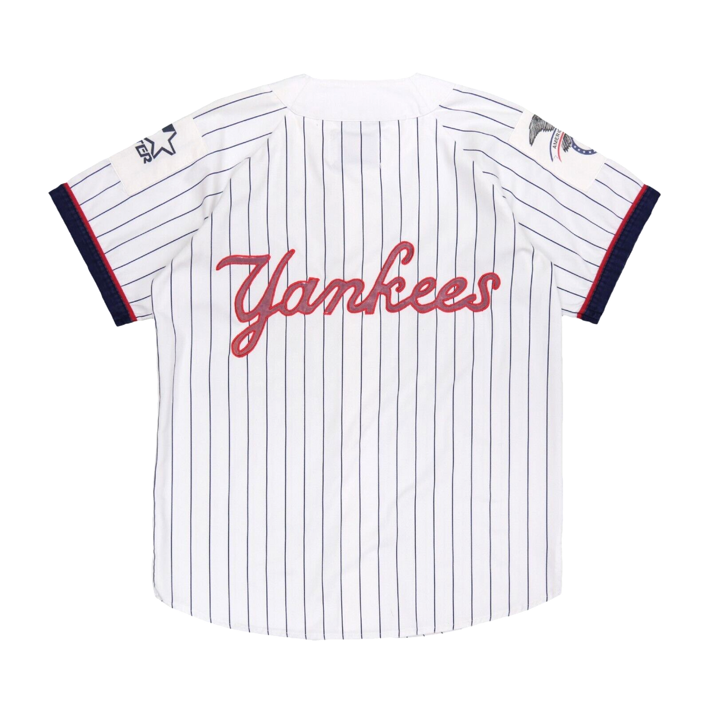 Vintage New York Yankees Script Starter Baseball Jersey Medium Pinstri