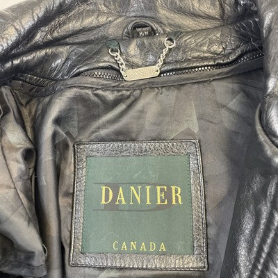 Vintage Danier Leather Coat Jacket Size Medium Black