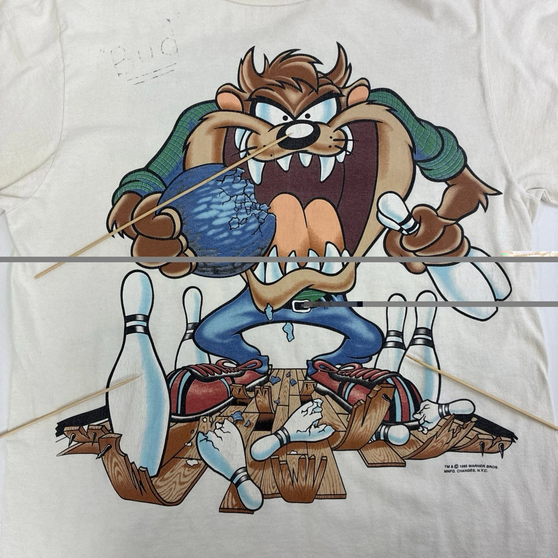 Vintage Taz Bowling Looney Tunes T-Shirt Size Large 90s