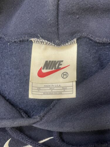 Vintage Nike Middle Swoosh Sweatshirt Hoodie Size Medium Blue 90s